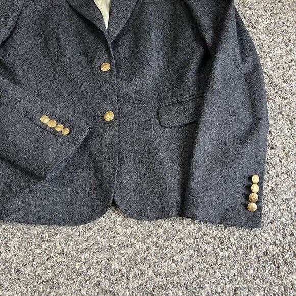 J. Crew Gray Blazer Donegal Wool Blend Gold Buttons Womens Size 8 Two Buttons - Picture 3 of 5